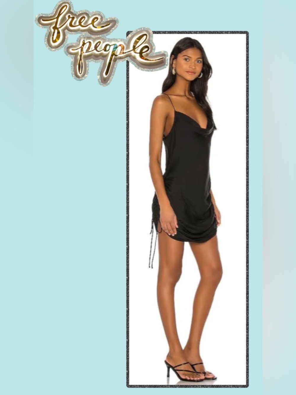 NWT Free People | Black Day to Night Convertible Slip Dress Ruched LBD Medium